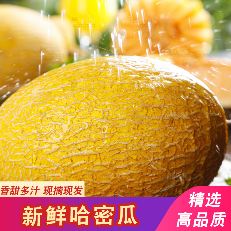 木底上摆放着黄皮哈密瓜