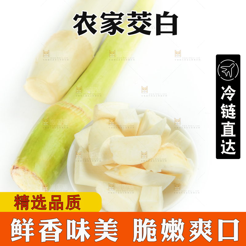 白底上摆放着茭笋
