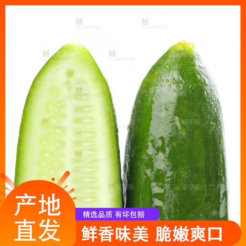 白底上放着水果黄瓜