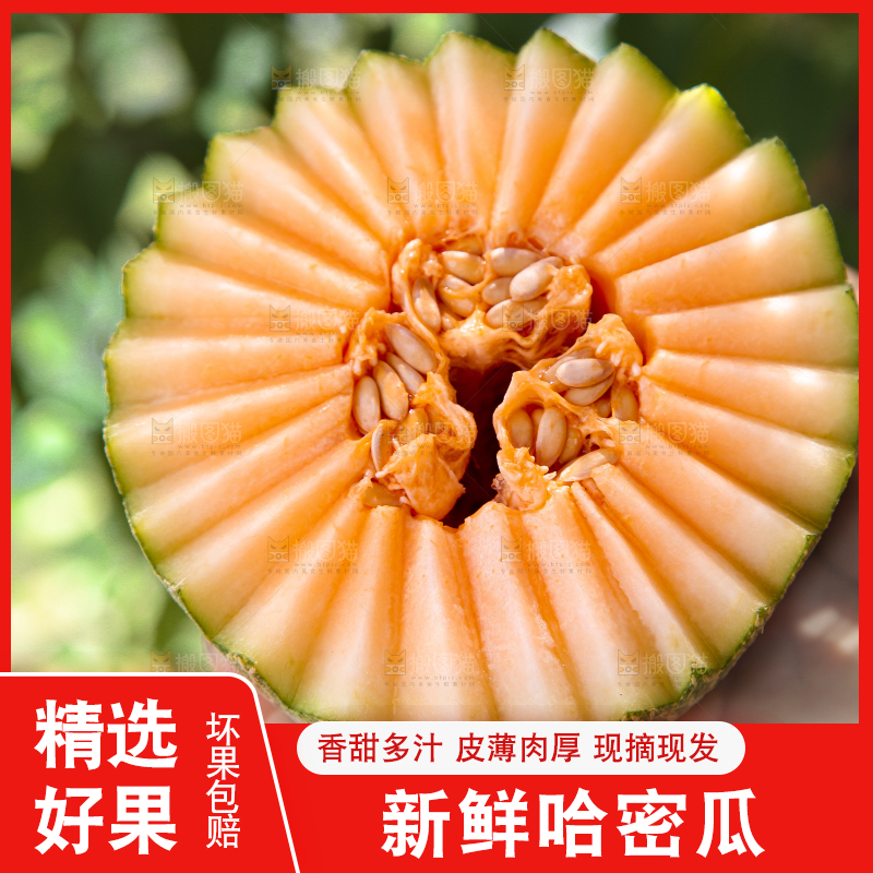 手里拿着网纹蜜瓜
