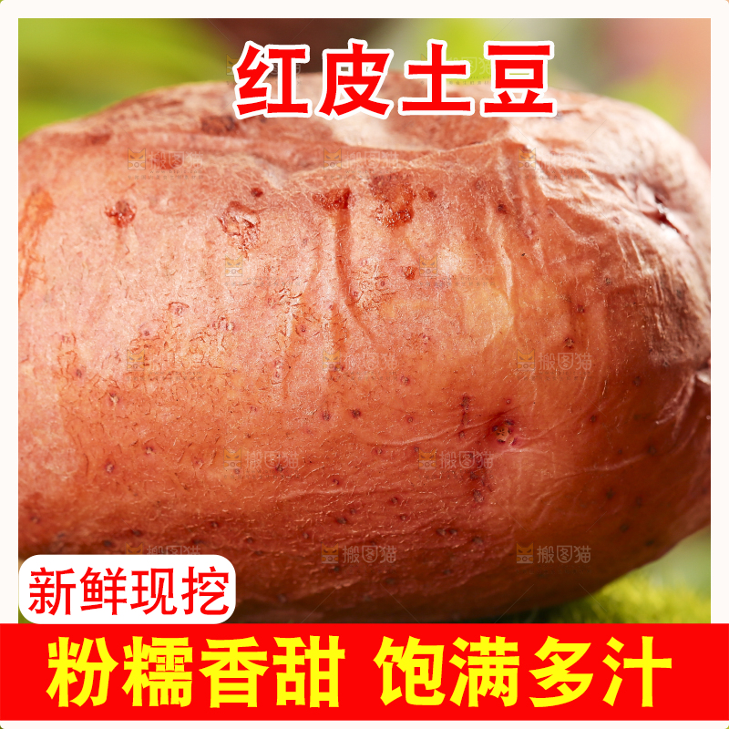 绿地上放着红皮土豆