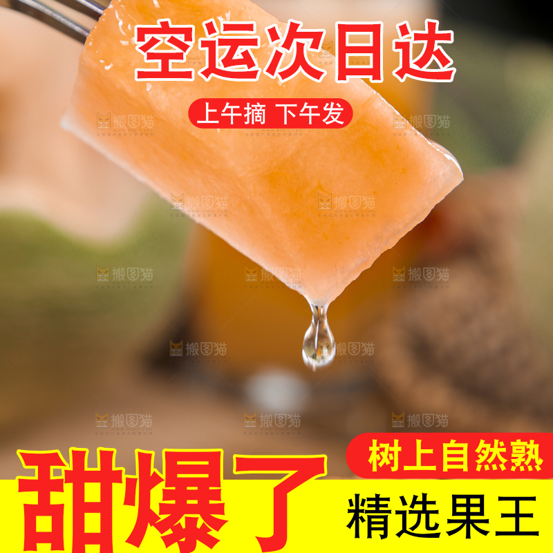 叉子叉着一块哈密瓜