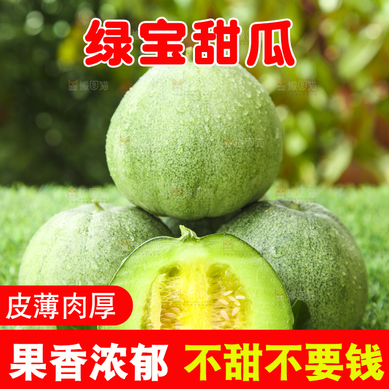 草地上放着绿皮甜瓜