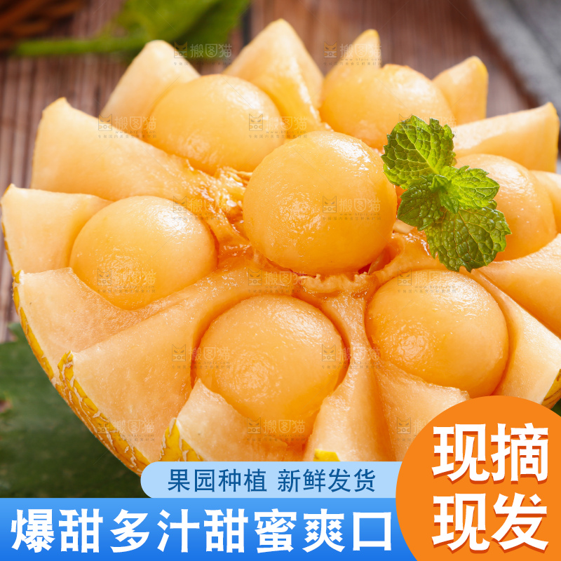 木底上摆放着黄皮蜜瓜