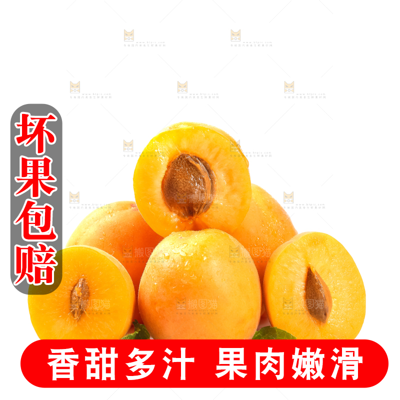 白底上摆放着杏子
