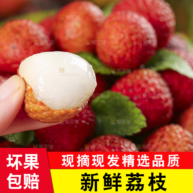 手里拿着鲜荔枝