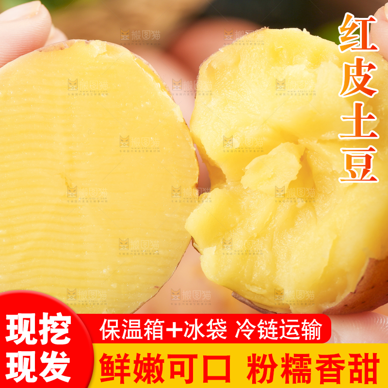 手里拿着红皮土豆
