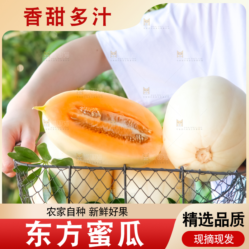 手里端着一篮蜜瓜