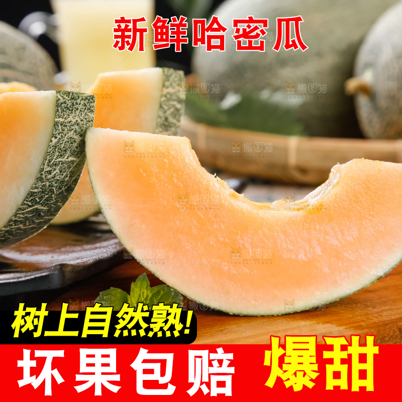 木底上摆放着网纹蜜瓜