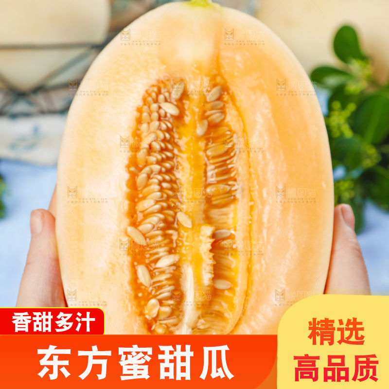 手里拿着蜜甜瓜