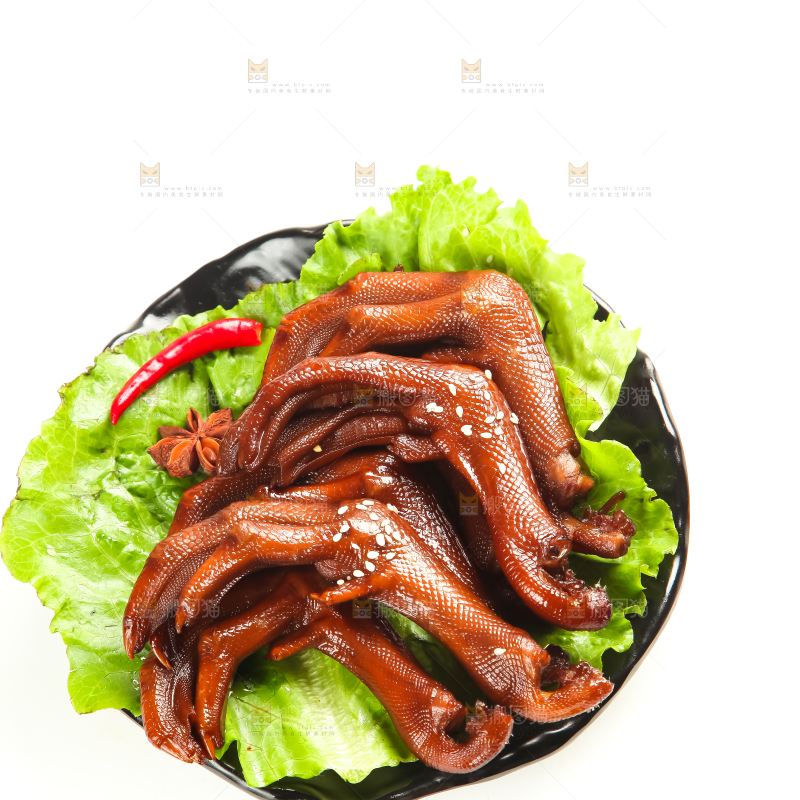 白底上的香辣鸭爪