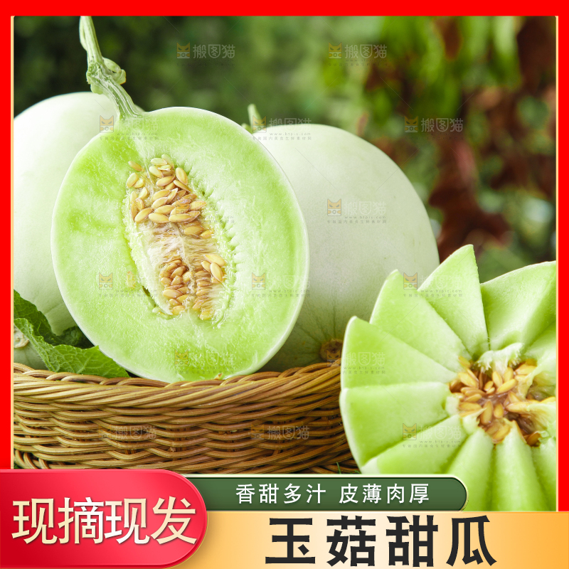 篮子里装着玉菇甜瓜
