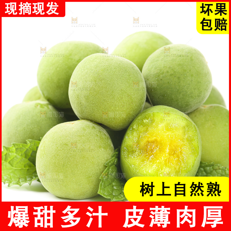 白底上的新鲜青杏