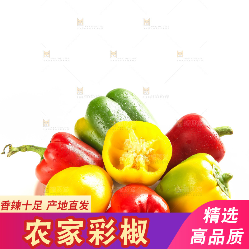 白底上放着灯笼椒