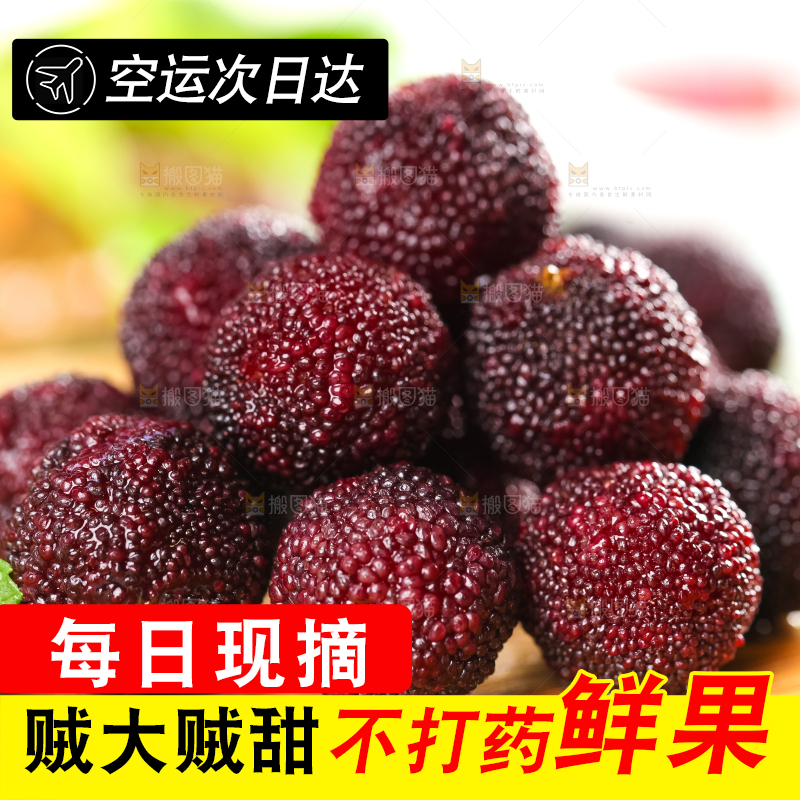 木底上放着新鲜杨梅