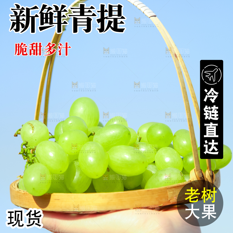 手里拿着一篮青提