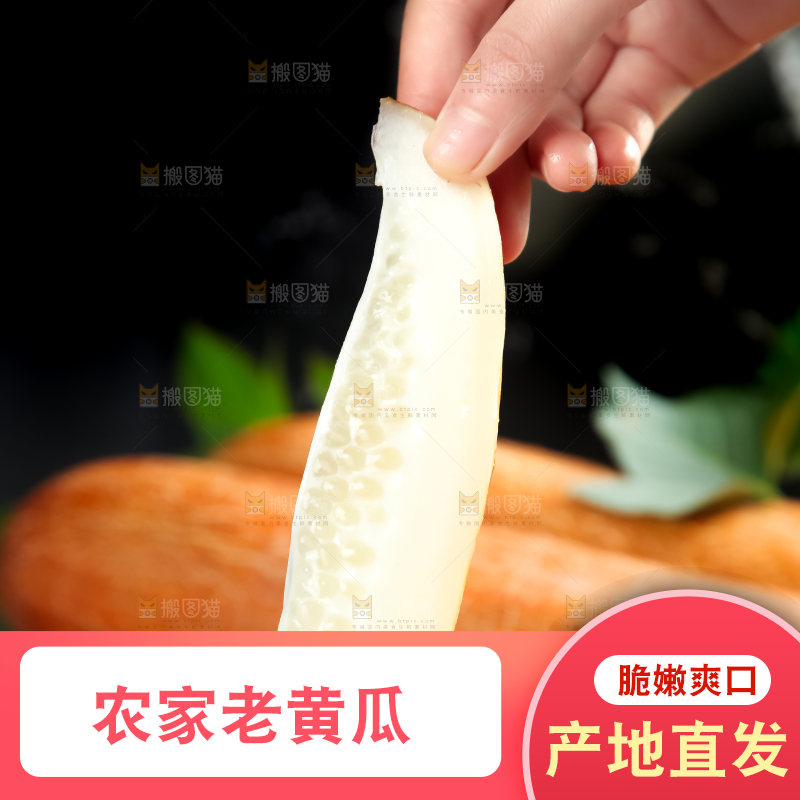 手里拿着新鲜老黄瓜
