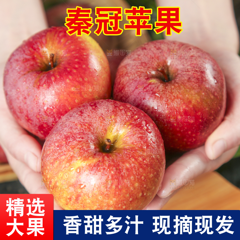 手里拿着陕西秦冠苹果