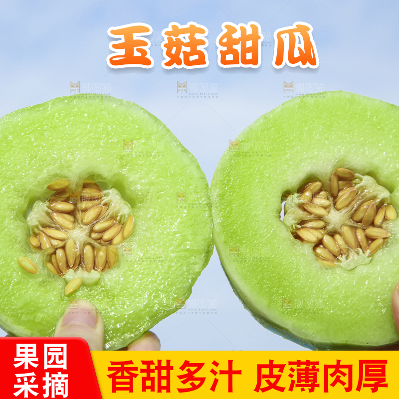 手里拿着新鲜玉菇蜜瓜