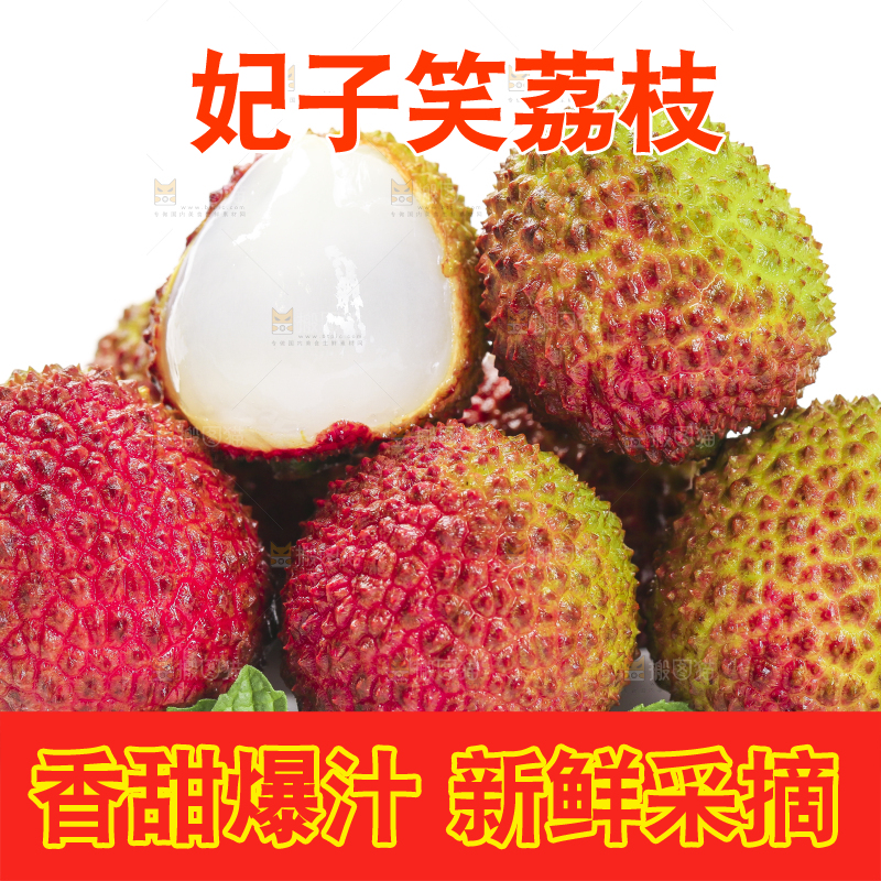 白底上放着海南荔枝