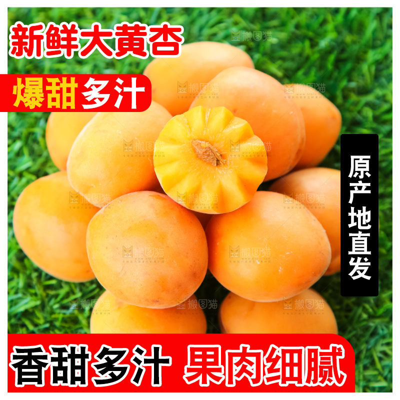 草地上放着黄杏
