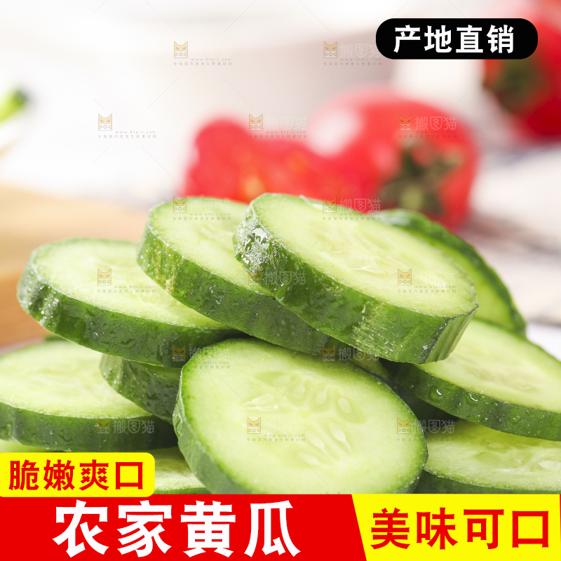 白底上摆放着切片的小青瓜