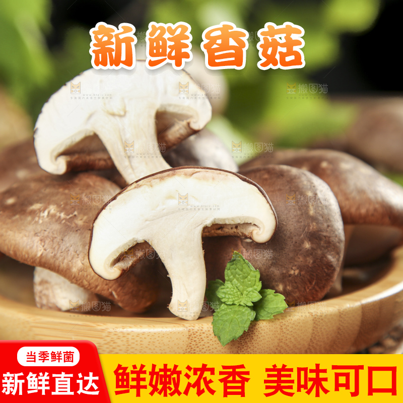 碟子里放着新鲜香菇