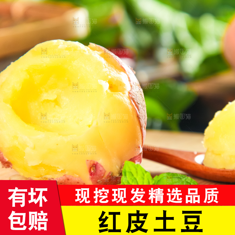 勺子上放着土豆