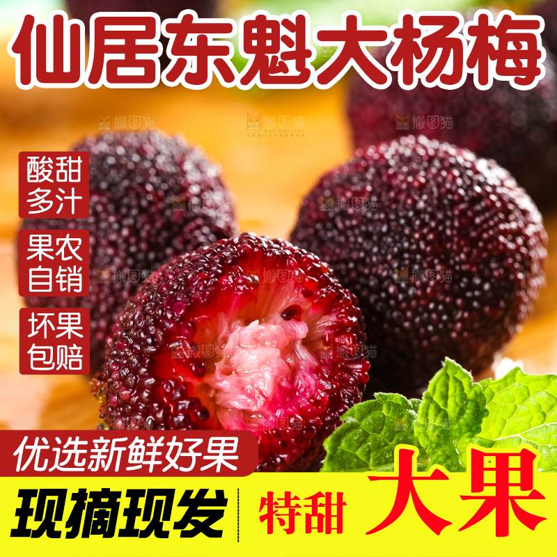 木底上放着仙居杨梅