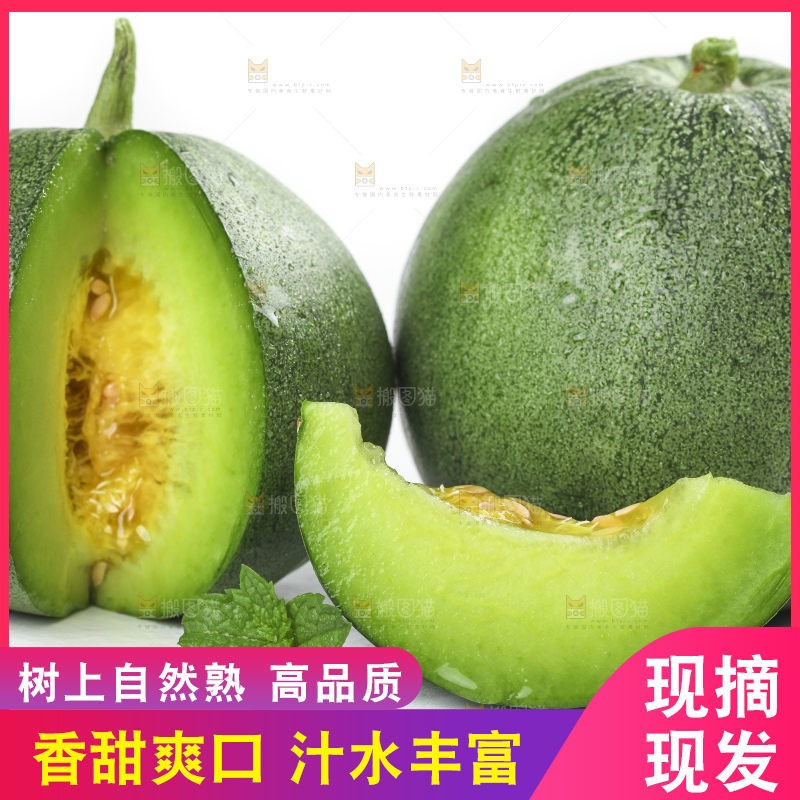白底上放着绿宝石瓜