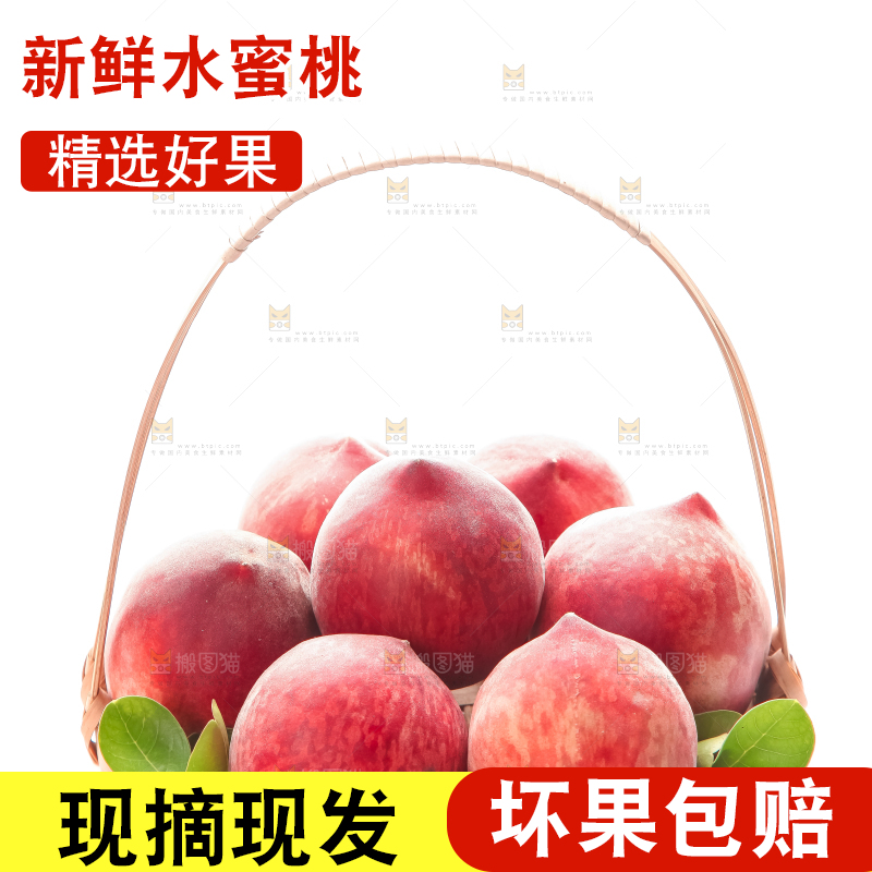 白底上的春雪水蜜桃
