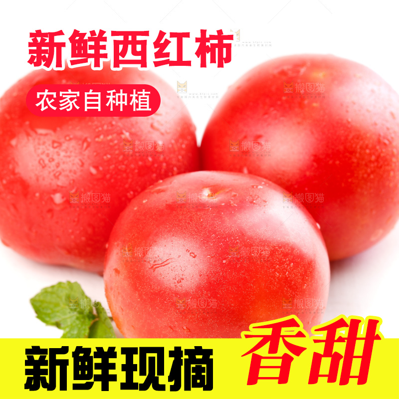亮底上的新鲜西红柿