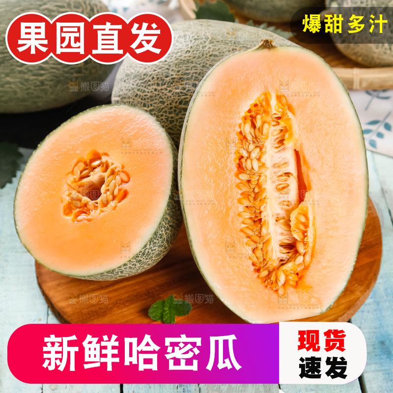 木底上摆放着网纹瓜