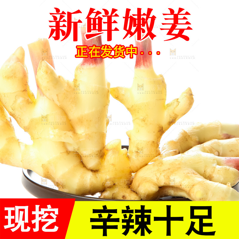 白底上的红芽嫩姜