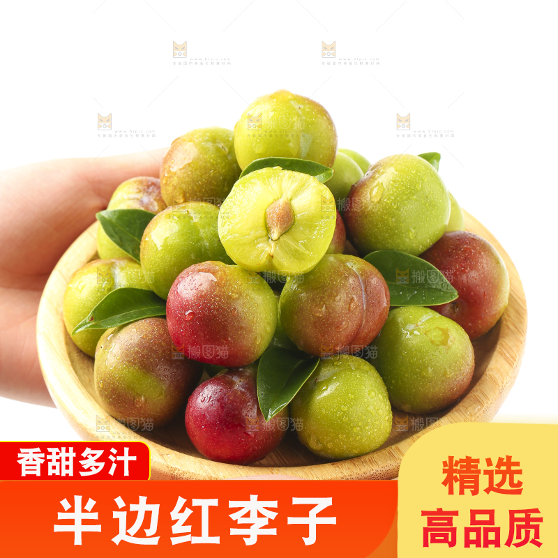 手里捧着半边红脱骨李