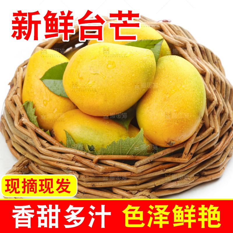 篮子里装着海南台农芒果