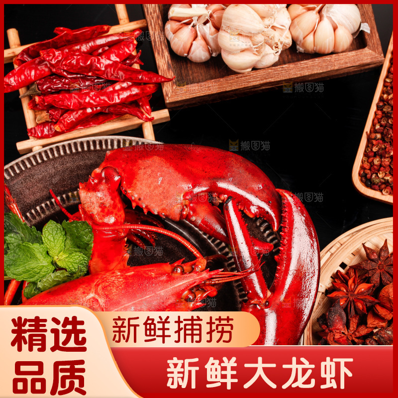 黑底上放着波士顿大龙虾