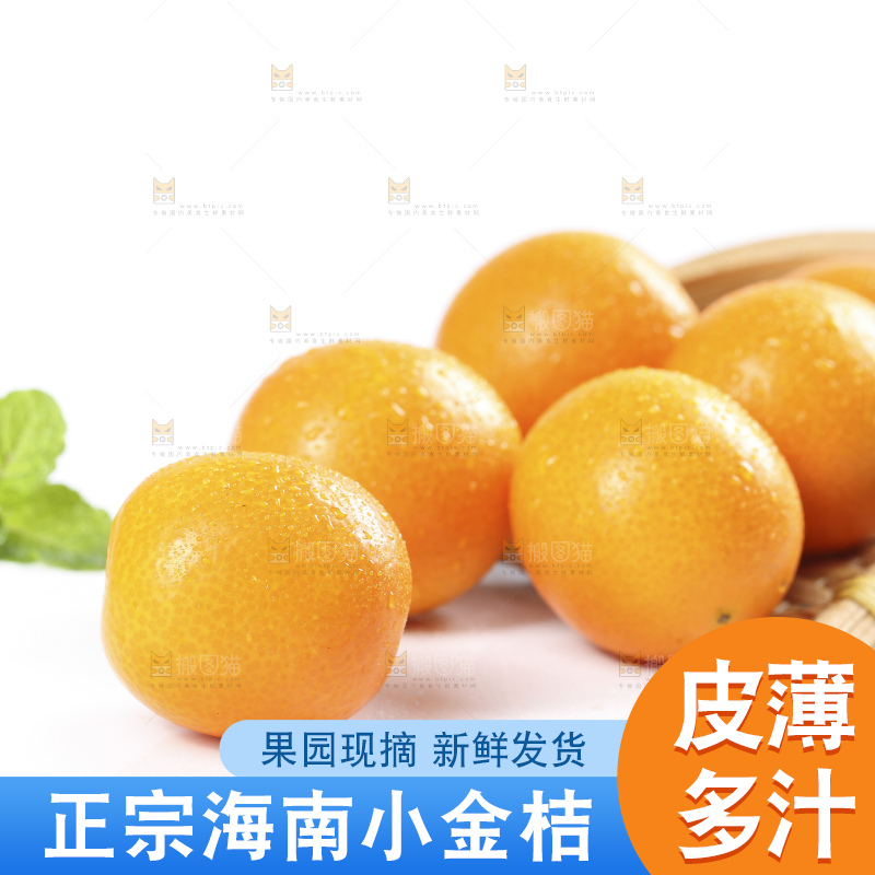 白底上摆放着新鲜金橘