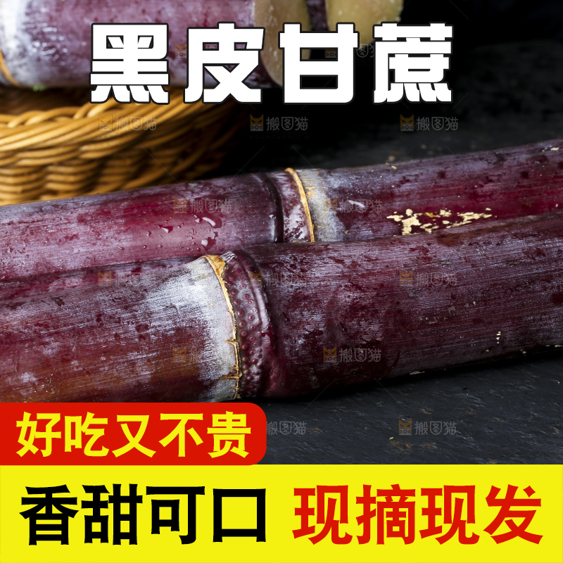 石板上放着广西黑皮甘蔗