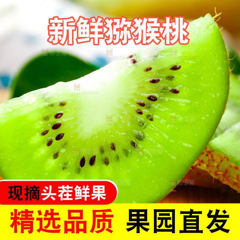 木底上的周至绿心猕猴桃