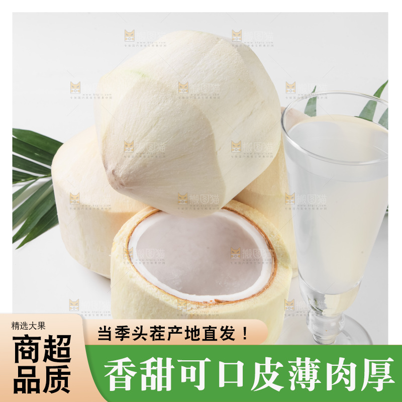 白底上放着椰青