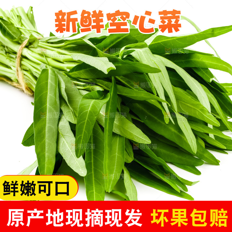 白底上放着空心菜