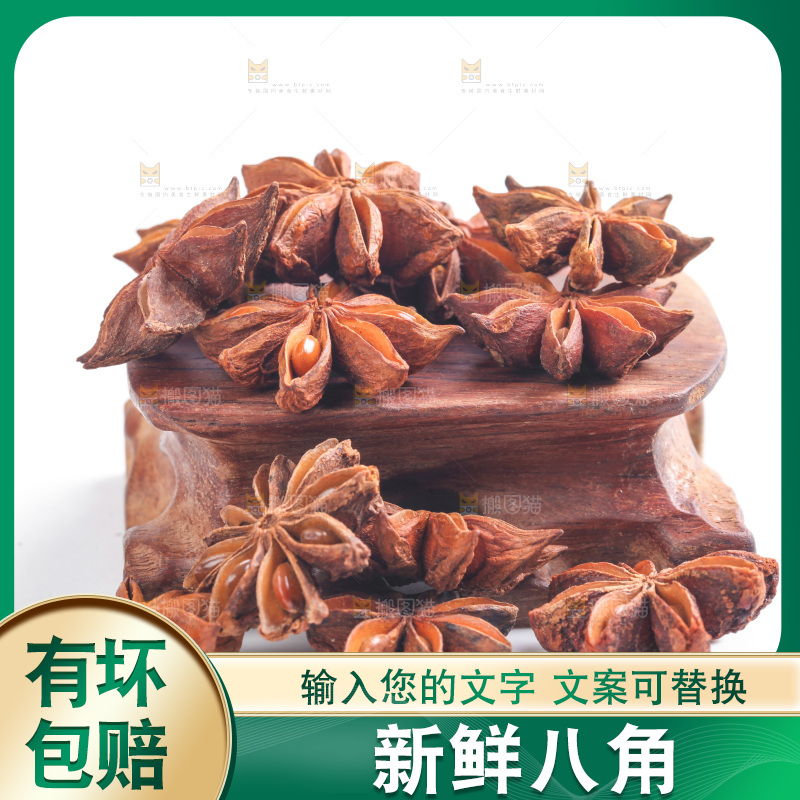 广西八角放在白底上