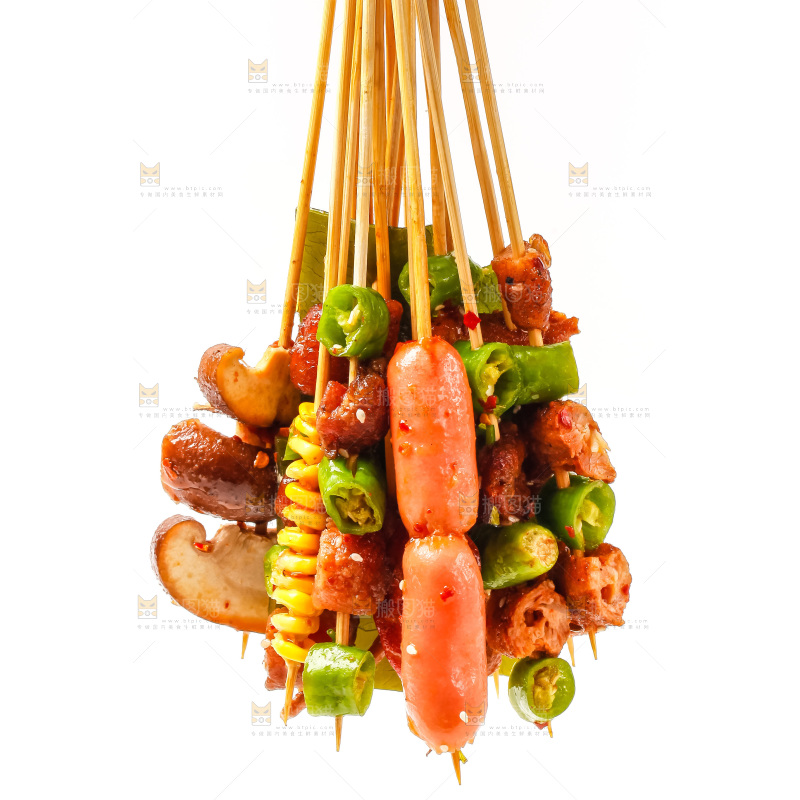 白底上的钵钵鸡食材