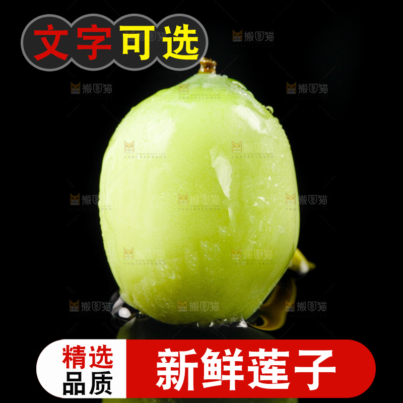 黑底上放着新鲜莲子