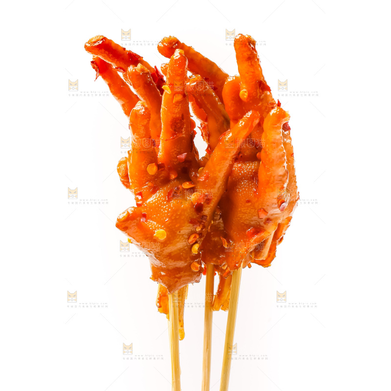 白底上的鸡爪串