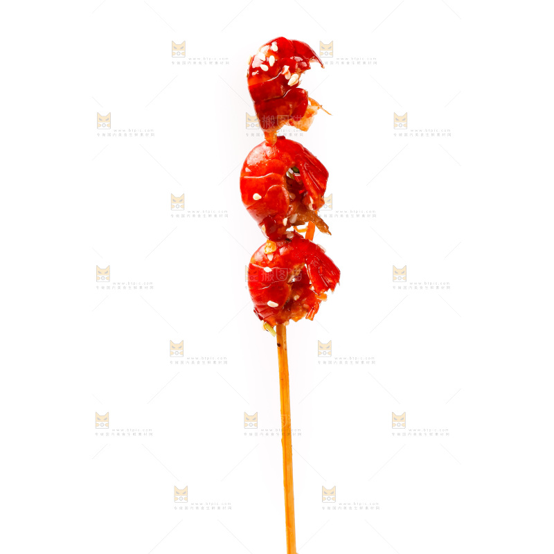 白底上的虾球串