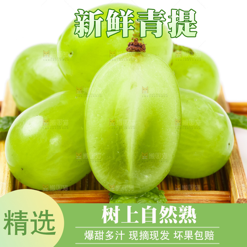 白底上放着一盘青提子
