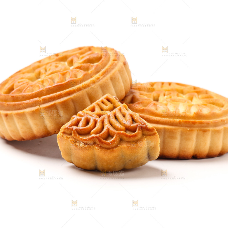 白底上的蛋黄月饼