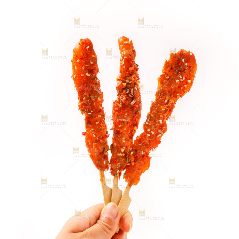 手拿肉串